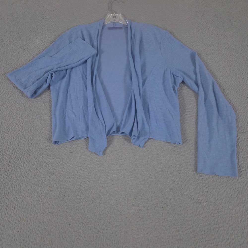 Cut Loose Sweater Womens L Blue Cardigan Linen Cotton Jersey Cropped USA Made